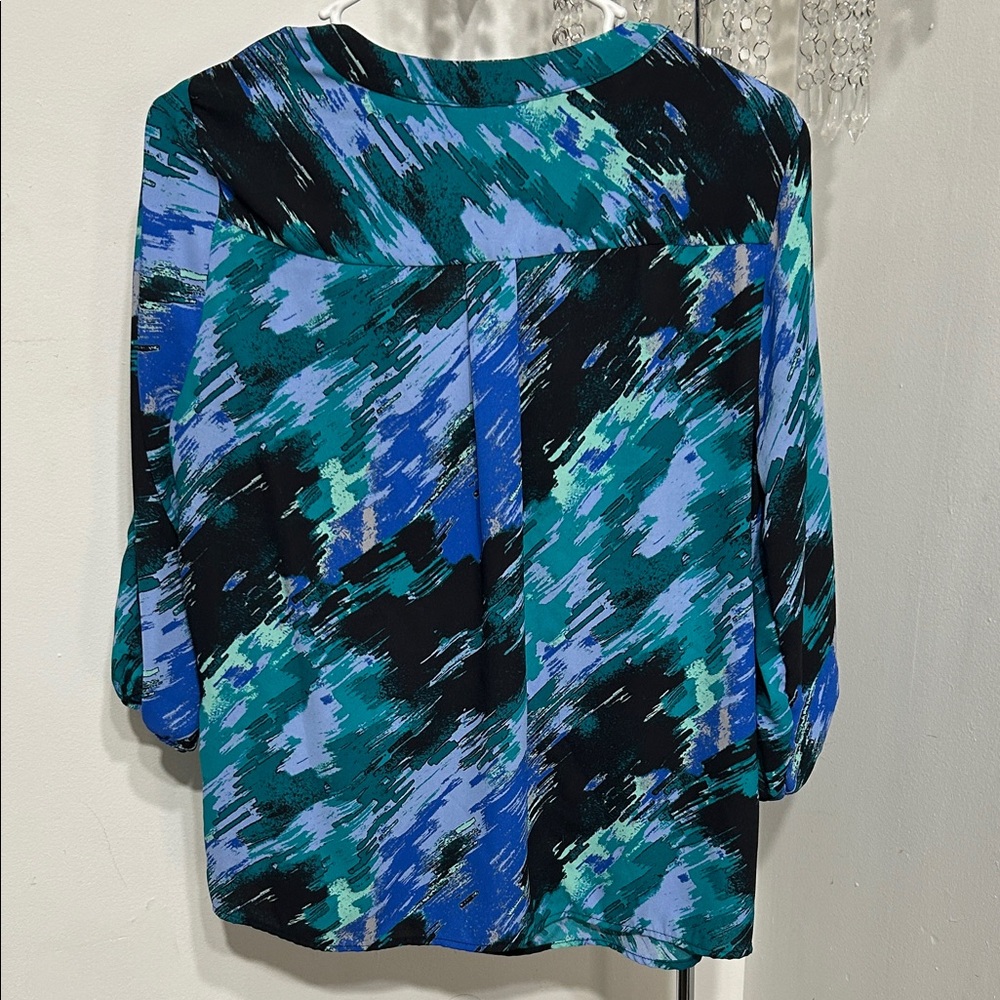 Catherine Malandrino Blue and Green Abstract Blouse - Picture 7 of 7